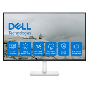 Dell S2725H 27-Inch Full HD IPS Monitor – 2 × 5W Built-in Speakers, 2 × HDMI Ports, Tilt Adjustable Stand, Eye Comfort Certified, Black