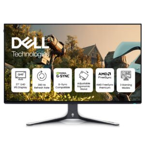 Alienware AW2723DF 27-Inch QHD Gaming Monitor with 280Hz Refresh Rate, 1ms Response Time, Fast IPS Display, AMD FreeSync Premium Pro, and NVIDIA G-SYNC Compatibility, Black