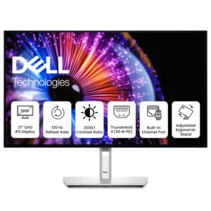 Dell U2724DE UltraSharp 27-Inch QHD IPS Monitor with Thunderbolt 4 Hub, Factory Color Calibrated, Height Adjustable Stand, Eye Comfort Certified, Black