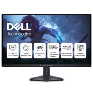 Alienware AW2725DF 27-Inch QHD QD-OLED Gaming Monitor with 360Hz Refresh Rate, 0.03ms Response Time, AMD FreeSync Premium Pro, and VESA DisplayHDR True Black 400, Black