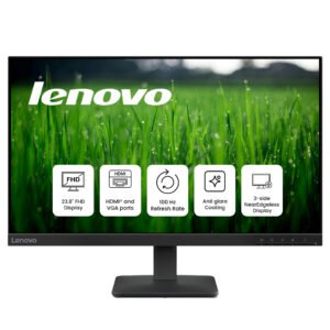 Lenovo L24e-40 23.8-Inch Full HD VA Monitor – 100Hz Refresh Rate, 4ms Response Time, HDMI & VGA Connectivity, Cloud Grey Finish