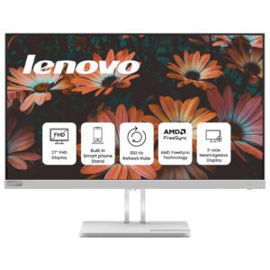 Lenovo L27e-40 27-Inch Full HD VA Monitor – 100Hz Refresh Rate, 4ms Response, HDMI & VGA Ports, AMD FreeSync, Cloud Grey Design