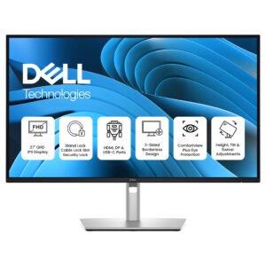 Dell P2725D Pro Plus 27-Inch QHD IPS Monitor – HDMI, DisplayPort, VGA & USB Connectivity, Height Adjustable Stand, Eye Comfort Certified, Black