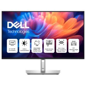 Dell P2725H 27" Full HD (1920x1080) Monitor, 100Hz, IPS, 5ms, 99% sRGB, USB-C, DisplayPort, HDMI, VGA, 4x USB, 3 Year Warranty, Black