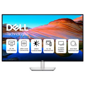 Dell U4323QE UltraSharp 43-Inch 4K IPS Monitor with USB-C Hub, Factory Color Calibrated Display, Height Adjustable Stand, Eye Comfort Certified, Black