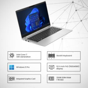 HP Business & Professional Elitebook- 830 G10 Laptop With 13.3-Inch IPS Display, Intel core i7-1365u, 32GB RAM DDR4, 1TB SSD, Intel Graphics, Windows 11 Pro, Ms Office Pro