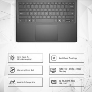 Dell Personal & Home Inspiron 14 5440 Laptop With 14-Inch IPS Display, Intel core i5-1334u, 32GB RAM DDR5, 1TB SSD, Intel Graphics, Windows 11,