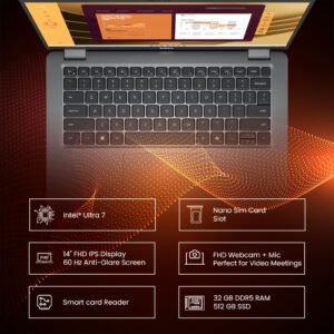 Dell Latitude 5450 Laptop, 14" FHD IPS 60Hz Display, Intel Core Ultra 7 165U Processor, 32GB RAM, 512GB SSD, Intel Graphics, Windows 11 Pro, Silver | LAT-5450