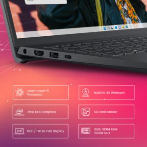 Dell Inspiron 3530 Thin & Light Laptop, 15.6" FHD IPS Touch Display, Intel Core i5-1334U, 8GB RAM, 512GB SSD, Intel UHD Graphics. English-French Keyboard, Win11, Carbon Black | i3530-5623BLK-PUS