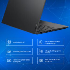 Lenovo ThinkPad E14 Gen 7 Laptop, 14" WUXGA IPS Display, Intel Core Ultra 7 255H Processor, 16GB RAM, 512GB SSD, Intel Graphics, English Backlit Keyboard, Black | 21SX0066GQ