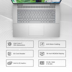 Dell Business & Professional Inspiron 16 Plus 7630 Laptop  With 16” WQXGA Display, Intel Core i7-13700H Processor, 32GB DDR5 RAM, 512GB PCIe NVMe SSD, Intel Iris XE Graphics, Windows 11,