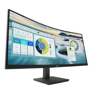 HP P34hc G4 WQHD USB-C Curved Monitor with 34" WQHD (3440 x 1440) VA Display, 100Hz Refresh Rate, 5ms Response Time, 85% NTSC Color Gamut, Height Adjustable Stand, DisplayPort, HDMI & USB Type-C Connectivity, Black