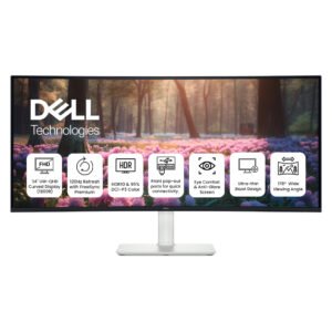 Dell S3425DW Plus 34-Inch WQHD Curved IPS Monitor – Height Adjustable & Pivot Stand, USB-C & Dual HDMI Connectivity, Eye Comfort Certified, Black