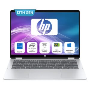 HP OmniBook 5 Flip Laptop, 14" 2K IPS Touch Display, Intel Core 7 Series 1 Processor, 16GB RAM, 512GB SSD, Intel Graphics, English keyboard, Windows 11 Home, Glacier Silver | B86Q7UA#ABA