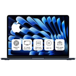 Apple MacBook Air MW123 (2025) Laptop – 13-Inch Retina Display, M4 Chip, 16GB Unified RAM, 256GB SSD, macOS