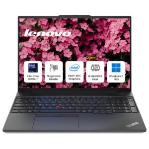 Lenovo ThinkPad E16 Gen 2 UltraSlim Laptop – 16″ WUXGA Display, Intel Core Ultra 7-155H, 16GB RAM, 512GB SSD, Windows 11 Pro, Microsoft Office Professional Lifetime, Fingerprint Sensor, Black