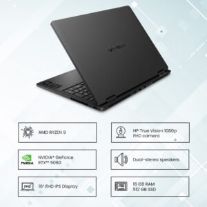HP Omen 16-AP0167AX Gaming Laptop with 16" FHD Display, AMD Ryzen 9-8940HX Processor, 16GB RAM, 512GB SSD, NVIDIA GeForce RTX 5060 8GB, Windows 11 Pro, Microsoft Office Professional Lifetime Activated, Bluetooth, Shadow Black