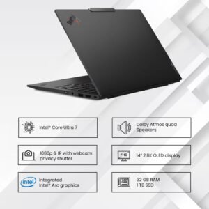 Lenovo ThinkPad X1 Carbon Gen 13 Laptop with 14" 2.8K OLED 120Hz Display, Intel Core Ultra 7 268V vPro Processor, 32GB RAM, 1TB SSD, Intel Arc Graphics 140V, Windows 11 Pro, Backlit Keyboard, Black