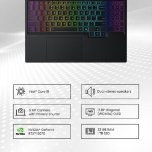 Lenovo Legion 5 15IRX10 Gaming Laptop with 15.1" WQXGA OLED Display, Intel Core i9-14900HX Processor, 32GB RAM, 1TB SSD, NVIDIA GeForce RTX 5070, Windows 11 Pro, Microsoft Office Professional Lifetime Activated, Bluetooth, Eclipse Black