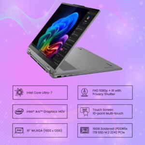 Lenovo Yoga 7 2-in-1 16ILL10 Laptop with 16" WUXGA IPS 60Hz Touch Display, Intel Core Ultra 7 256V Processor, 16GB RAM, 1TB SSD, Intel Arc Graphics 140V, Windows 11, Luna Grey
