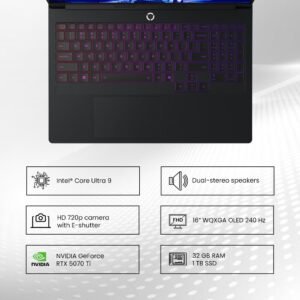Lenovo Legion Pro 7 16IAX10H Gaming Laptop with 16" WQXGA Display, Intel Core Ultra 9-275HX Processor, 32GB RAM, 1TB SSD, NVIDIA GeForce RTX 5070 Ti 12GB, Windows 11 Pro, Microsoft Office Professional Lifetime Activated, Bluetooth, Eclipse Black