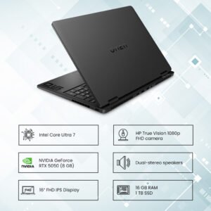 HP Omen 16-AM0362TX Gaming Laptop with 16" FHD Display, Intel Core Ultra 7-255H Processor, 16GB RAM, 1TB SSD, NVIDIA GeForce RTX 5050 8GB, Windows 11 Pro, Microsoft Office Professional Lifetime Activated, Bluetooth, Shadow Black