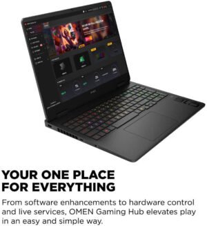 HP OMEN Gaming Laptop, 16" 2K 144Hz FHD IPS Display, Intel Core Ultra 7 255H, 16GB RAM, 1TB SSD, GeForce RTX 5060 8GB GPU, English Keyboard, Windows 11 Home, Shadow Black | BZ4A3UA#ABA