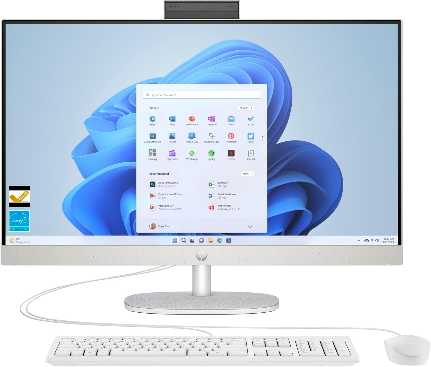 HP 27 inch All-in-One Desktop PC, FHD Touchscreen, Intel Core Ultra 7 255U, 32GB RAM, 1TB SSD, Intel Graphics, Wired Keyboard & Mouse, Windows 11 Pro