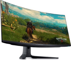DELL Alienware 32 4K QD-OLED Curved Gaming Monitor, 4K UHD 3840x2160 @ 240Hz, 0.03ms G-to-G, AdaptiveSync & NVIDIA G-Sync, 1Bn Colors, DCI-P3 99% Dolby Vision, DP 1.4  HDMI 2.1, USB-C  AW3225QF