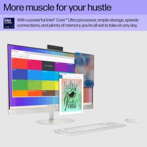 HP 27 inch All-in-One Desktop PC, FHD Touchscreen, Intel Core Ultra 7 255U, 32GB RAM, 1TB SSD, Intel Graphics, Wired Keyboard & Mouse, Windows 11 Pro