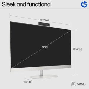HP 27 inch All-in-One Desktop PC, FHD Touchscreen, Intel Core Ultra 7 255U, 32GB RAM, 1TB SSD, Intel Graphics, Wired Keyboard & Mouse, Windows 11 Pro